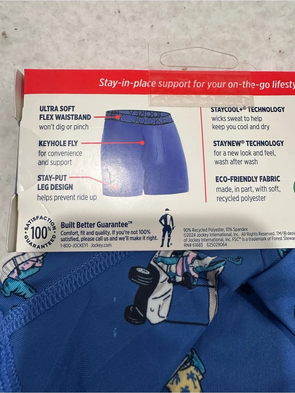 Jockey Blue Boxer Briefs with Golfer Print